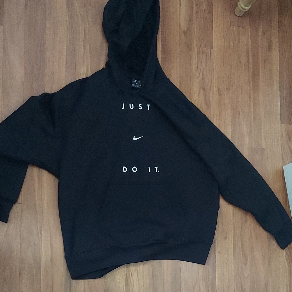 Nike Men's Black Hoodie with Slogan